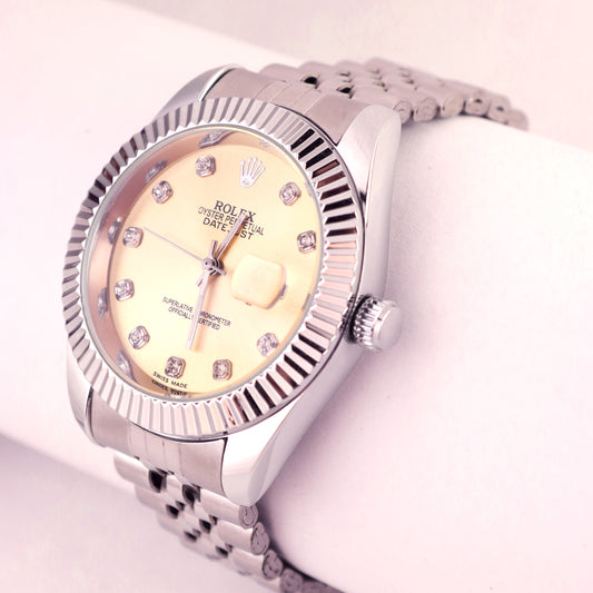 Rolex Oyster – Diamond Hour Markers & Gold Dial