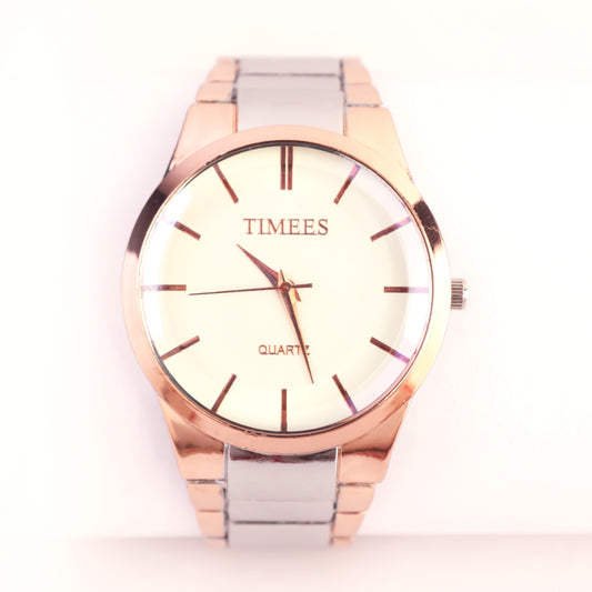 TIMEES Quartz — Rose Gold & Silver Minimalist Elegance ⌚✨