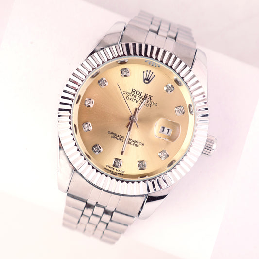Rolex Oyster – Diamond Hour Markers & Gold Dial