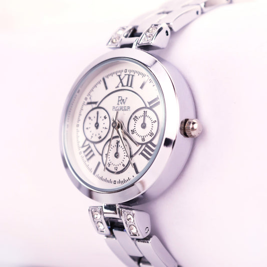 Rower Silver Chronograph — Diamond Accent Elegance